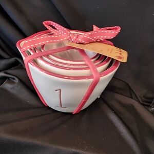 Rae Dunn Pink and White Nested Measuring Bowls